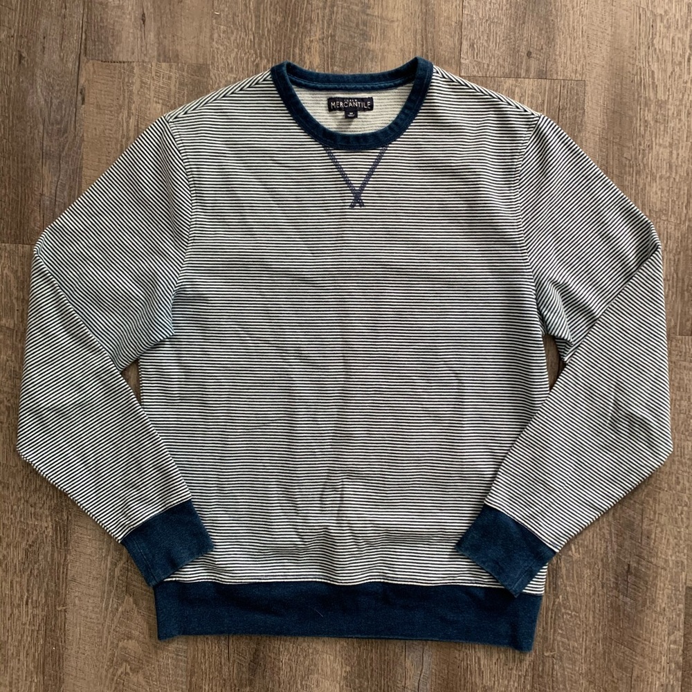 J. Crew crewneck sweater - stripped w/ Indigo trim